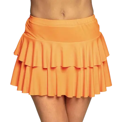Mini Jupe Volants Orange Fluo – Style Années 80 et Festival