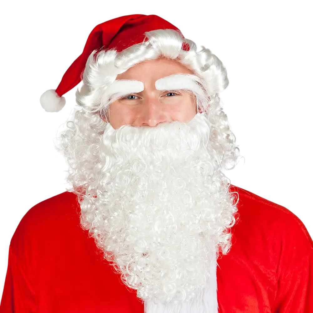 Kit Père Noël Complet – Bonnet, Barbe, Perruque et Sourcils
