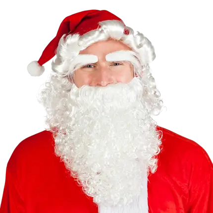 Kit Père Noël Complet – Bonnet, Barbe, Perruque et Sourcils
