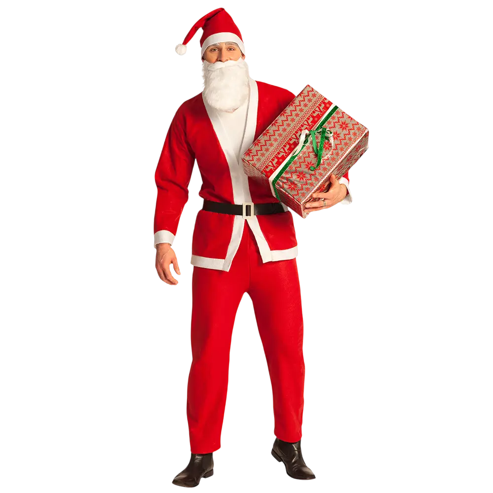 Costume Père Noël Homme M/L – Déguisement Complet avec Barbe et Bonnet