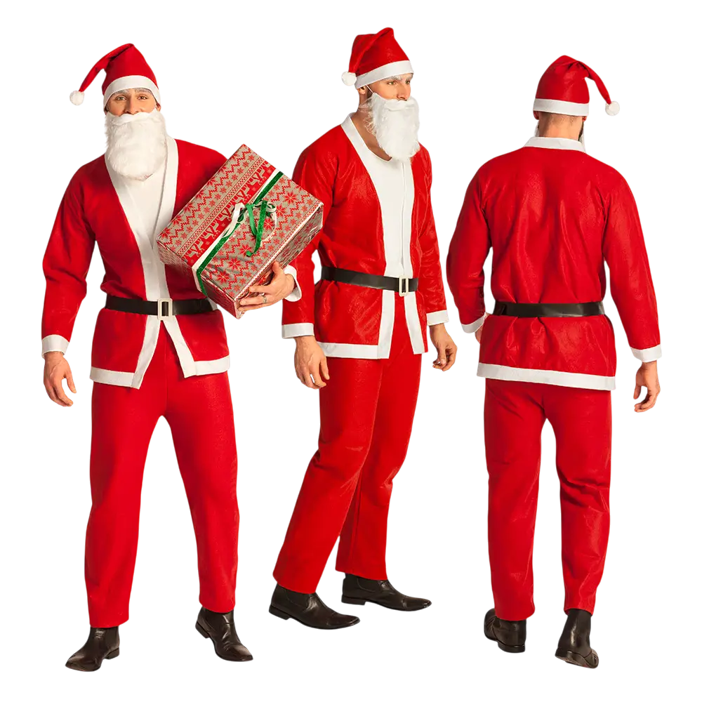 Costume Père Noël Homme M/L – Déguisement Complet avec Barbe et Bonnet