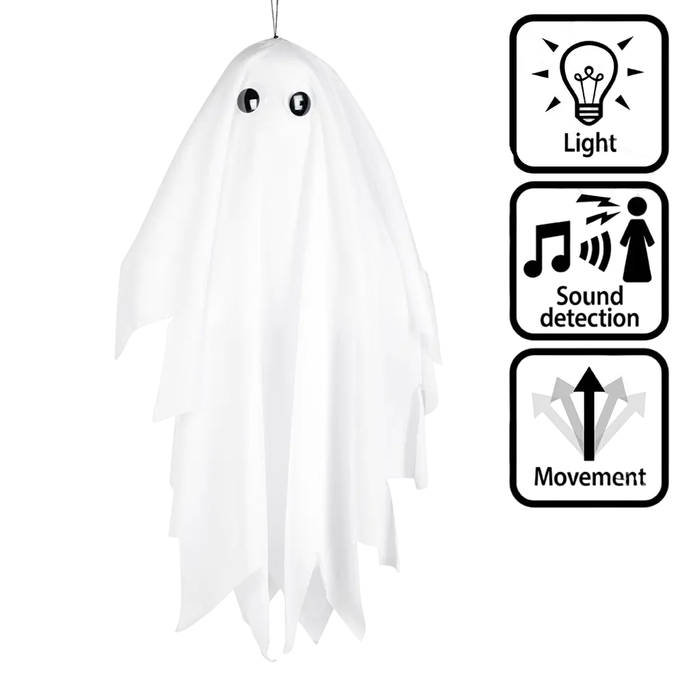 Fantôme Halloween Animé Suspendu 48 cm – Décoration Son et Mouvement