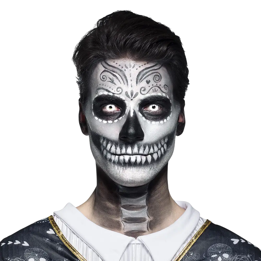 Lentilles UV Flash Blanches 1 Mois – Lentilles Fluorescentes Halloween et Festival