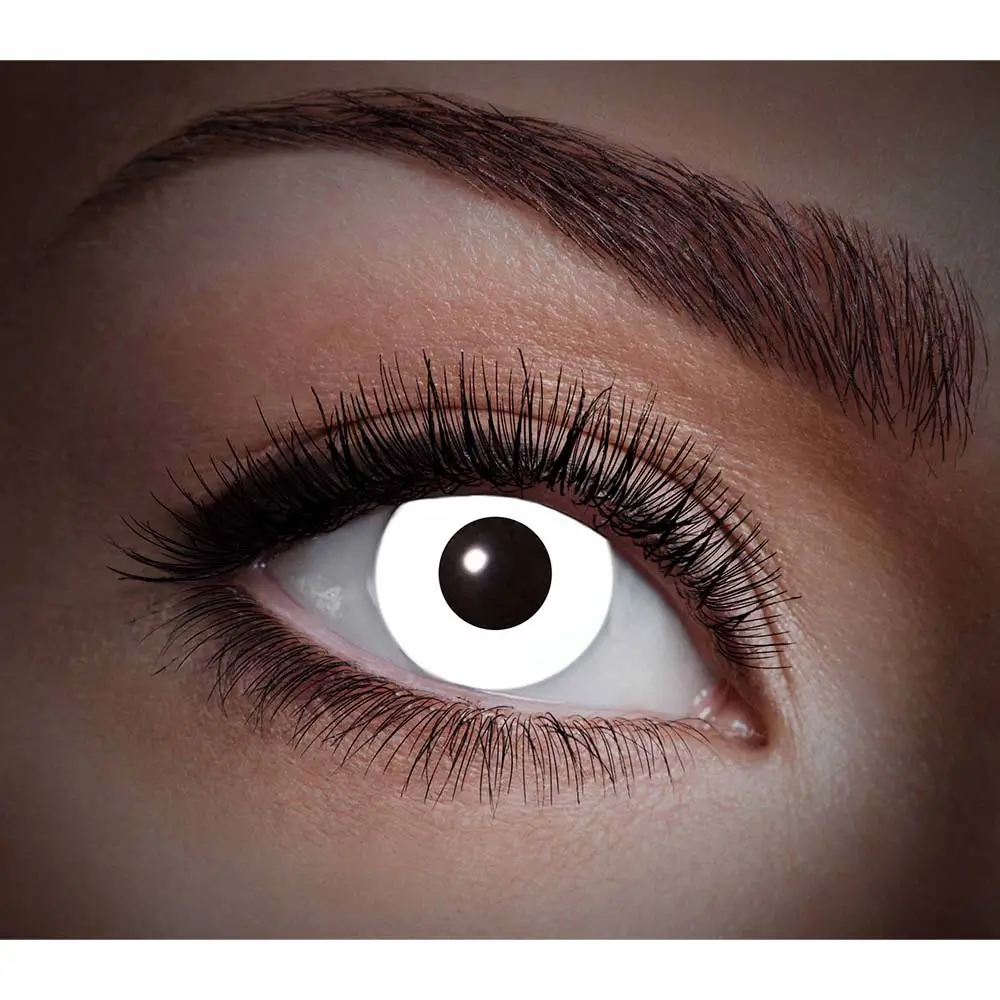 Lentilles UV Flash Blanches 1 Mois – Lentilles Fluorescentes Halloween et Festival