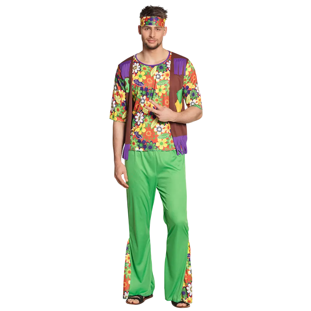 Déguisement Hippie Fleuri Homme M/L – Costume Woodstock Années 70