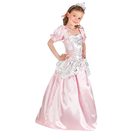 Déguisement Princesse Rose Clair Fille 4-6 Ans – Robe avec Tiare