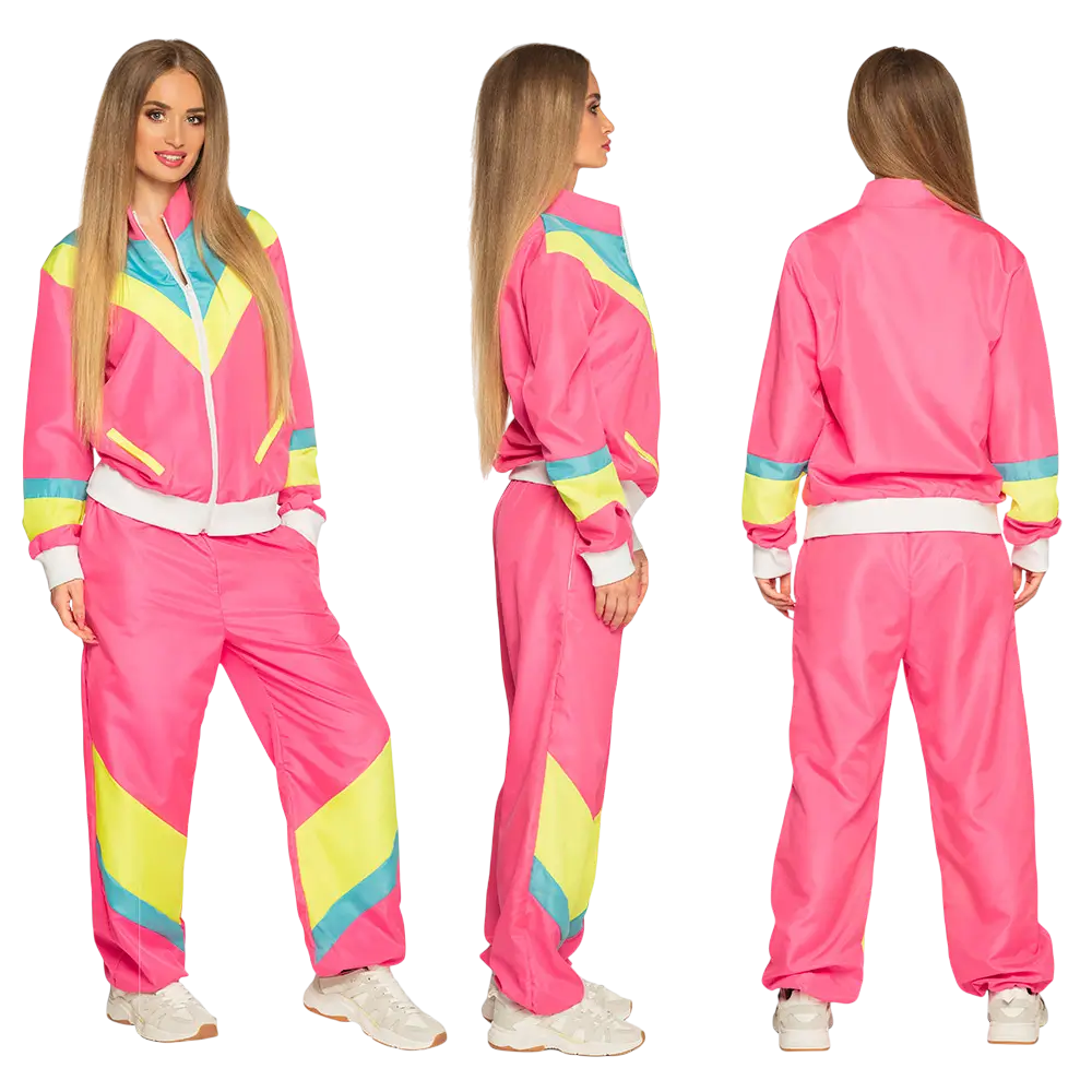 Déguisement Survêtement Rétro Néon Rose Femme Taille S – Années 80