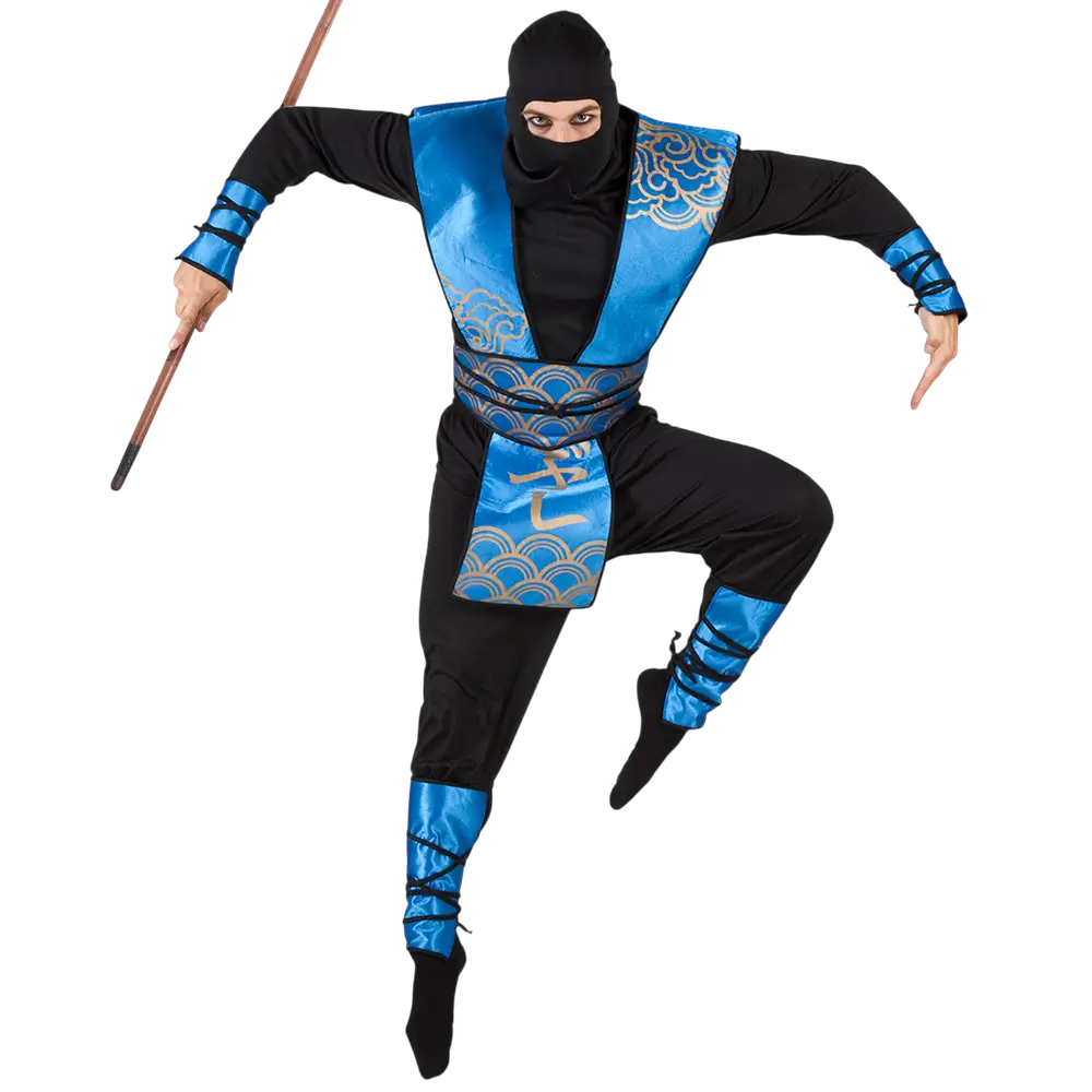 Déguisement Ninja Bleu Homme 50/52 – Costume Guerrier Japonais Adulte