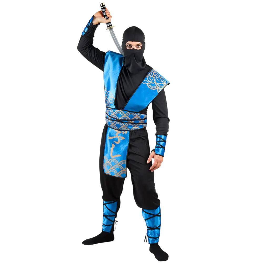 Déguisement Ninja Bleu Homme 50/52 – Costume Guerrier Japonais Adulte