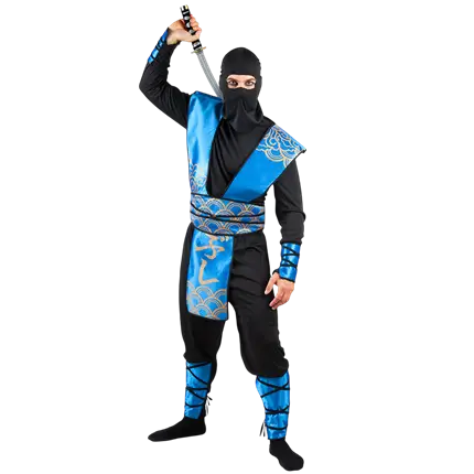 Déguisement Ninja Bleu Homme 50/52 – Costume Guerrier Japonais Adulte