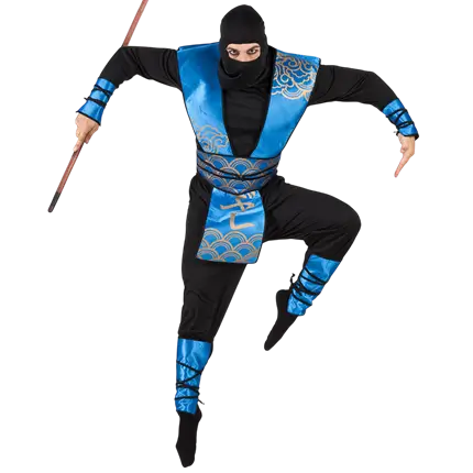 Déguisement Ninja Bleu Homme 54/56 – Costume Guerrier Japonais Adulte