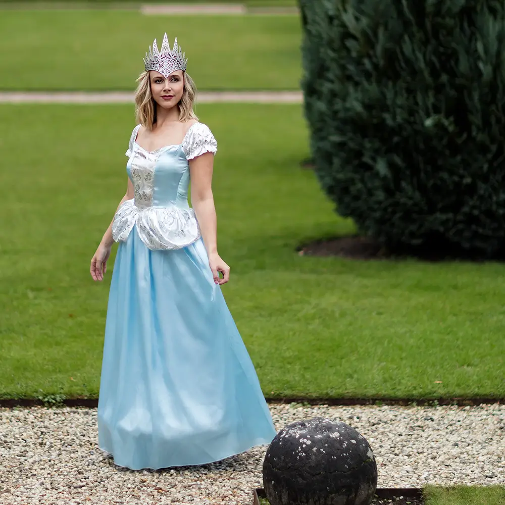 Déguisement Princesse Bleu Clair Femme 36/38 – Robe avec Couronne