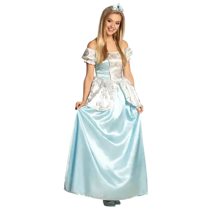 Déguisement Princesse Bleu Clair Femme 36/38 – Robe avec Couronne