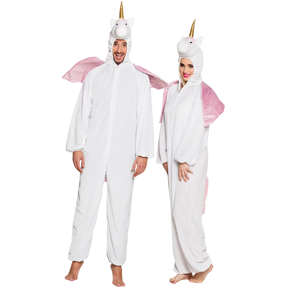Déguisement Licorne Adulte Blanc 1,80 m – Combinaison Peluche