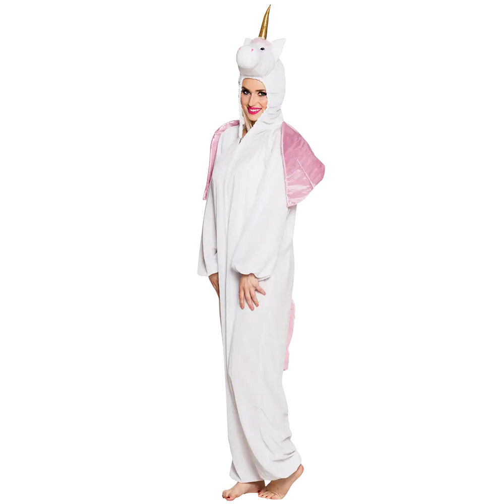 Déguisement Licorne Adulte Blanc 1,80 m – Combinaison Peluche