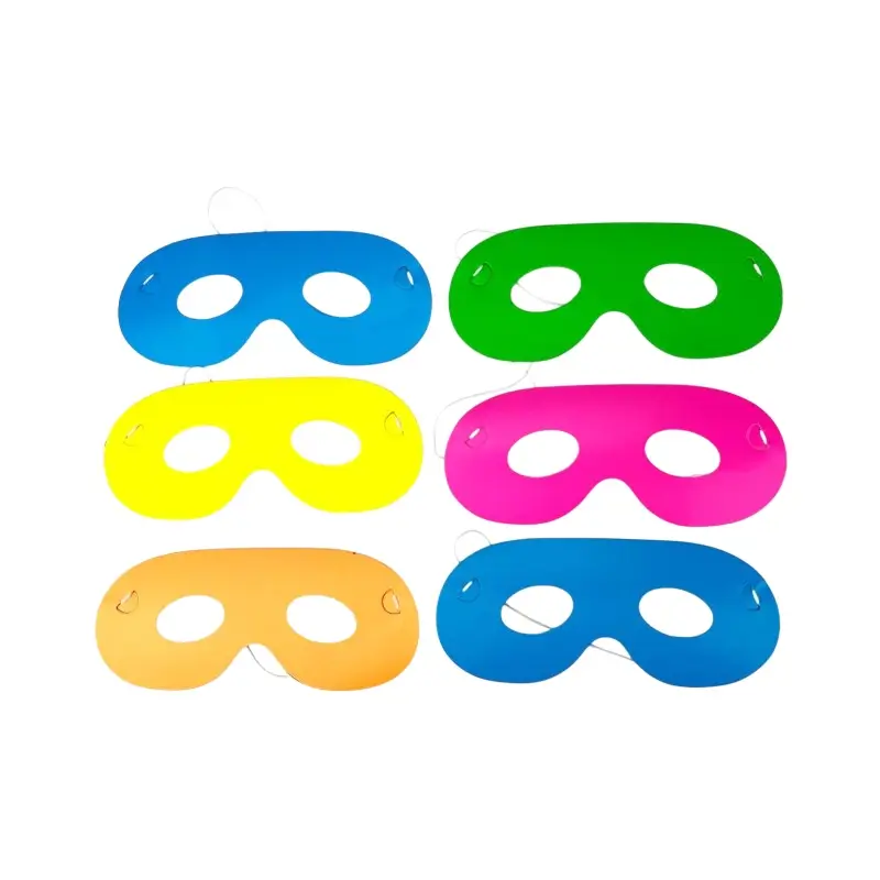 Lot de 6 Loups Fluo Colorés – Masques de Carnaval et Soirée Néon