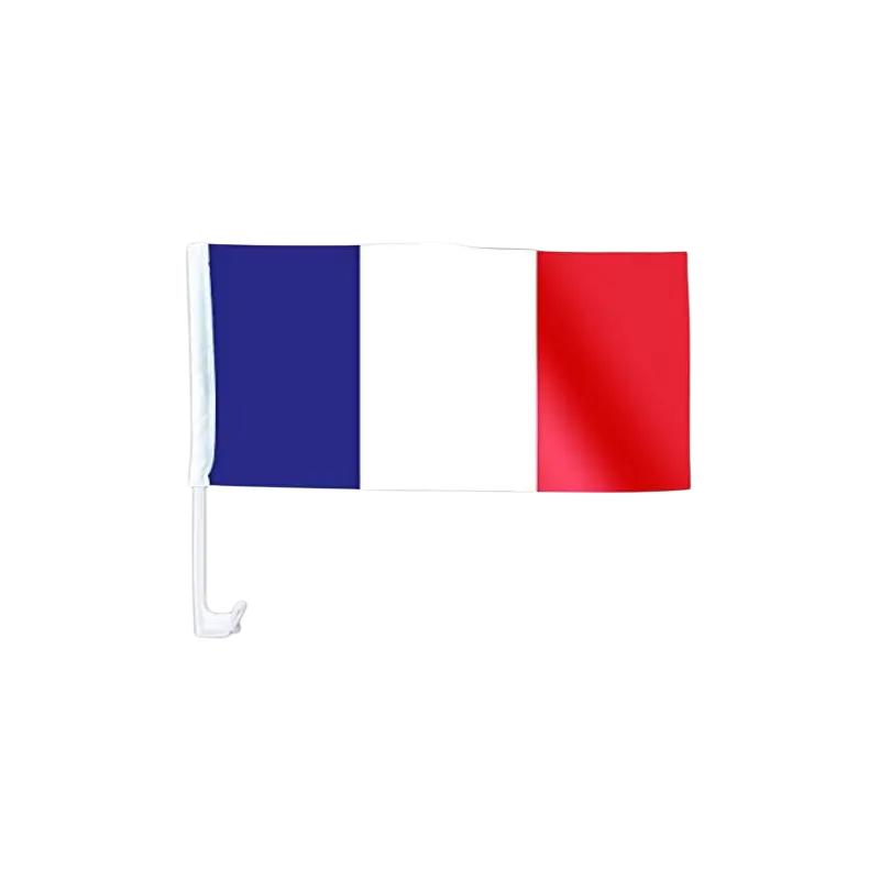 Drapeau France pour Voiture 45 x 30 cm – Avec Hampe de Fixation