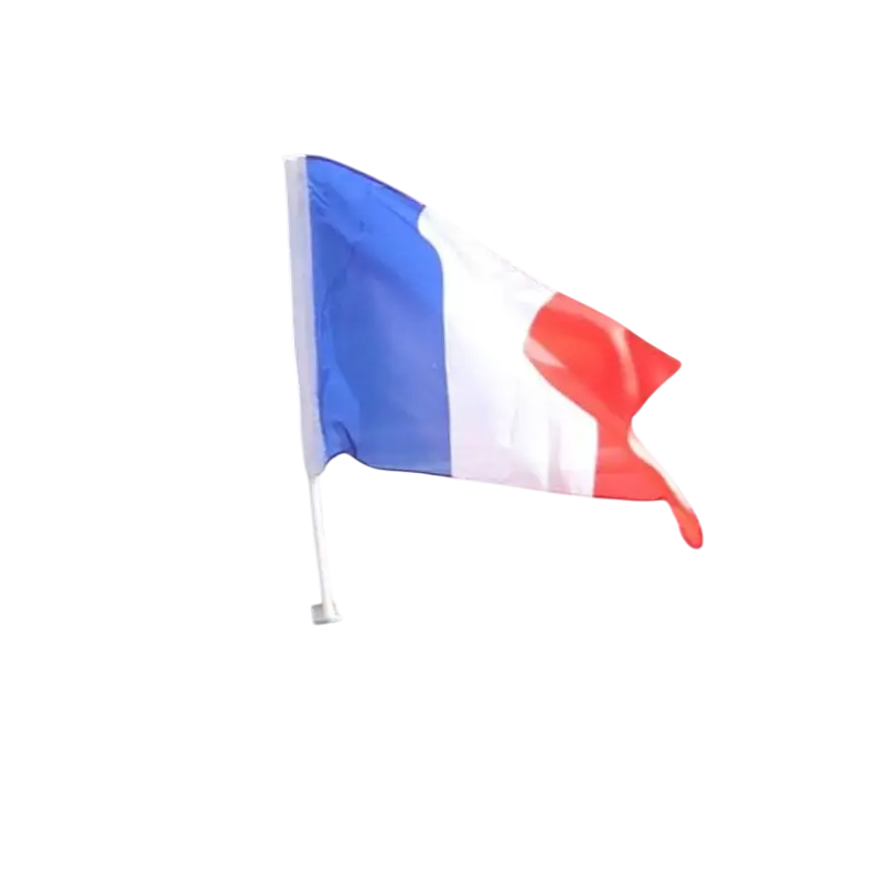 Drapeau France pour Voiture 45 x 30 cm – Avec Hampe de Fixation
