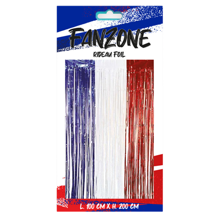 Rideau Foil Tricolore Bleu Blanc Rouge 200 x 100 cm – Décoration Supporters France
