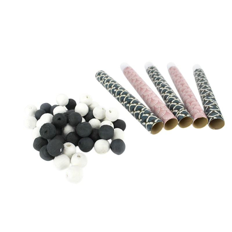 Boîte Art Déco Blanche avec 5 Sarbacanes et 50 Boules – Jeu de Fête