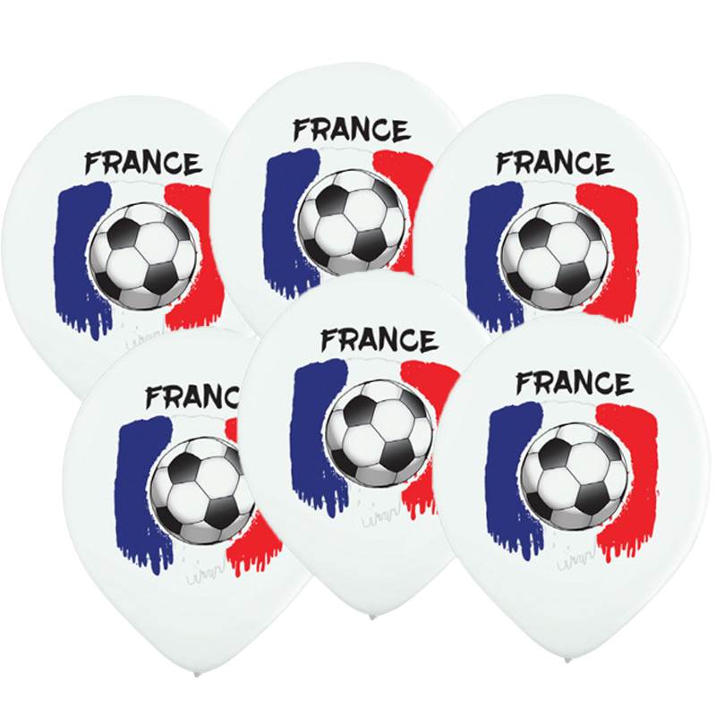 Lot de 6 Ballons Drapeau France Football 30 cm – Décoration Supporters