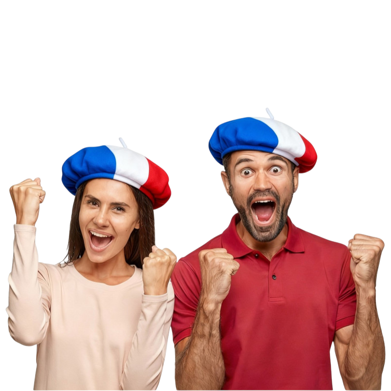 Béret France Tricolore en Feutrine – Accessoire Supporter Bleu Blanc Rouge