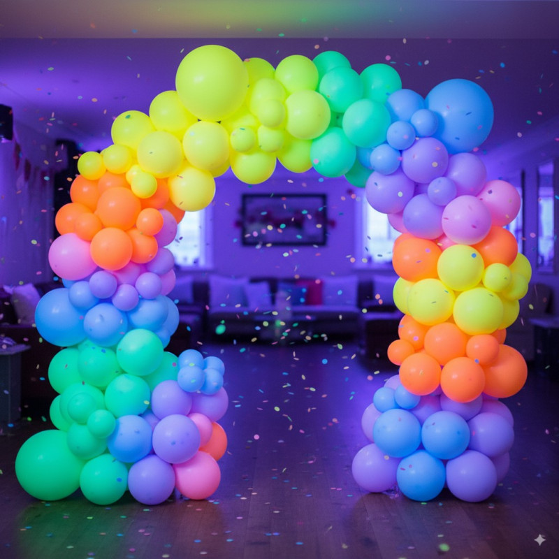 50 Ballons Latex Néon Fluo Assortis – Décoration Soirée UV