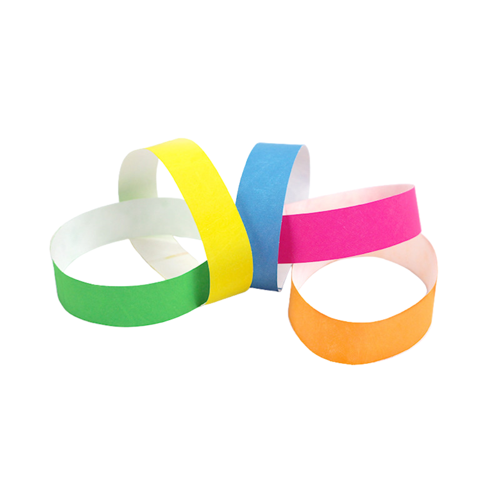 50 Bracelets d’Identification Papier Indéchirable Couleurs Assorties