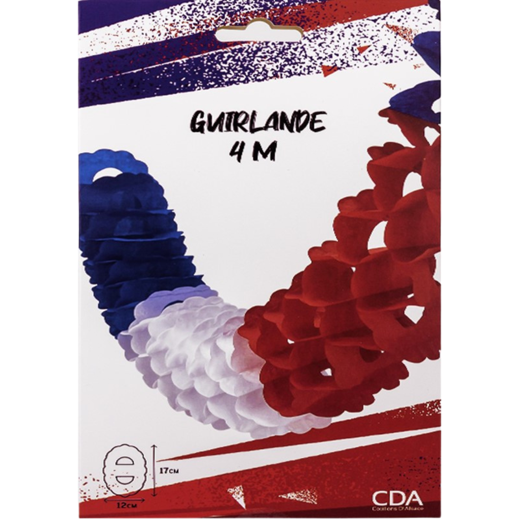 Guirlande Zinnia France Tricolore 4 m – Décoration Bleu Blanc Rouge