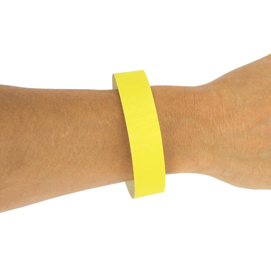 50 Bracelets d’Identification Papier Jaune Indéchirable