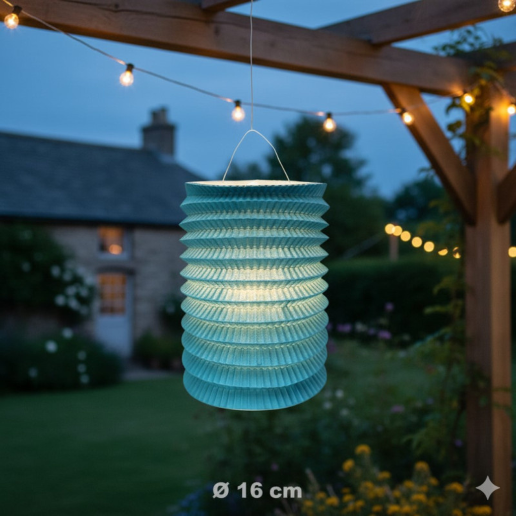 12 Lampions en Papier Bleu 16 cm – Décoration Suspendue de Fête