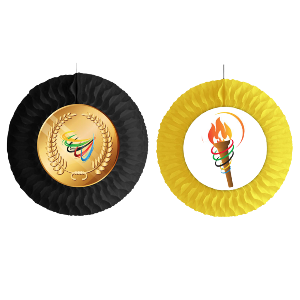 2 Éventails Jeux Sportifs 50 cm – Décoration Olympique Suspendue