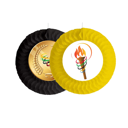 2 Éventails Jeux Sportifs 50 cm – Décoration Olympique Suspendue