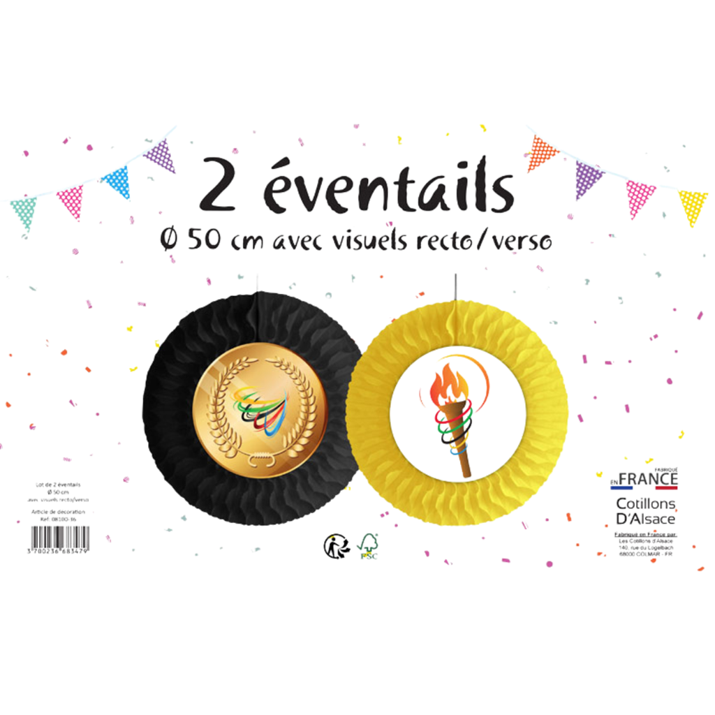 2 Éventails Jeux Sportifs 50 cm – Décoration Olympique Suspendue