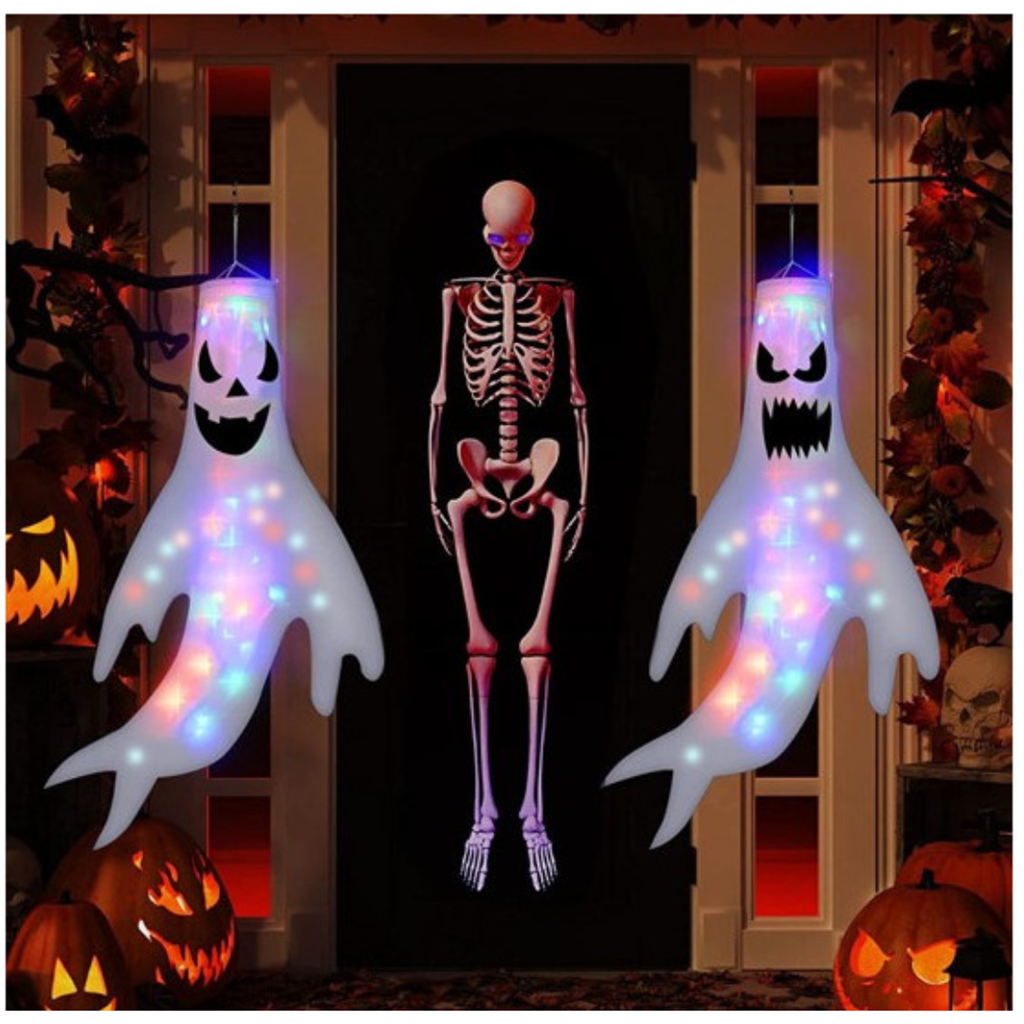 Fantôme LED à suspendre 120 x 63 cm – Décoration Halloween lumineuse