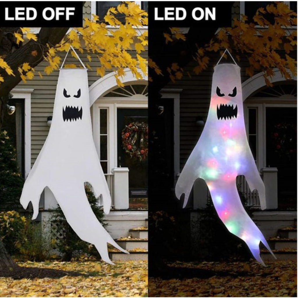 Fantôme LED à suspendre 120 x 63 cm – Décoration Halloween lumineuse