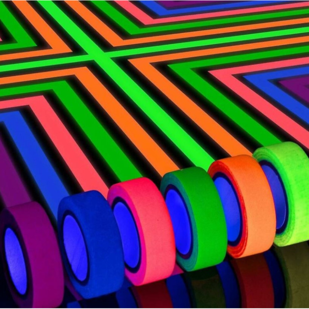 6 Rubans adhésifs fluo UV réactifs lumière noire – 1,5 cm x 5 m
