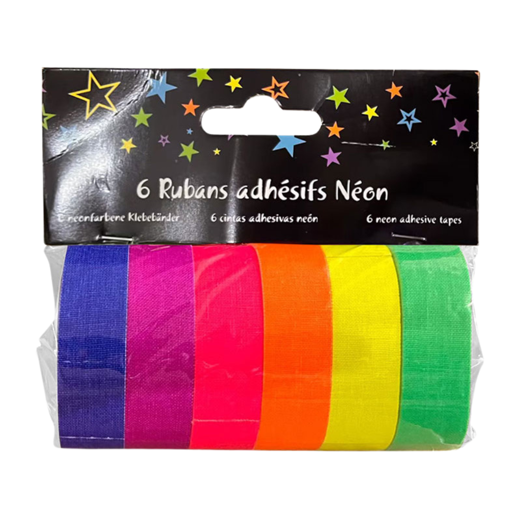 6 Rubans adhésifs fluo UV réactifs lumière noire – 1,5 cm x 5 m