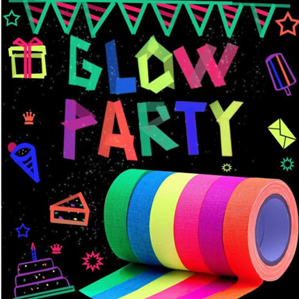 6 Rubans adhésifs fluo UV réactifs lumière noire – 1,5 cm x 5 m