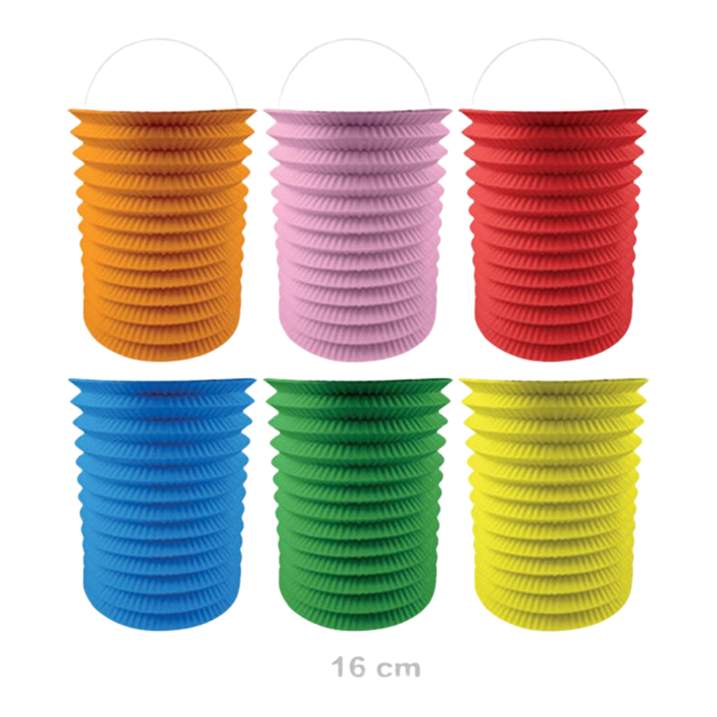 Lot de 12 lampions en papier colorés assortis 16 cm