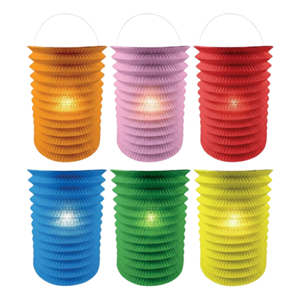 Lot de 12 lampions en papier colorés assortis 16 cm