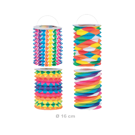 12 Lampions en papier bariolés multicolores 16 cm