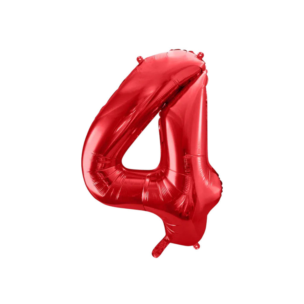Ballon Chiffre 4 Rouge 86 cm – Ballon Aluminium Anniversaire