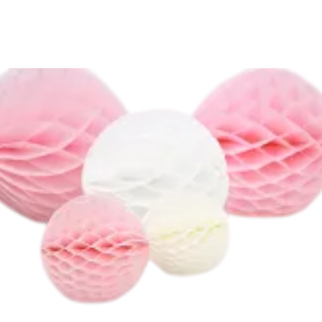 Boule Nid d'Abeille Alvéolée Rose Clair 10 cm – Décoration Papier de Soie
