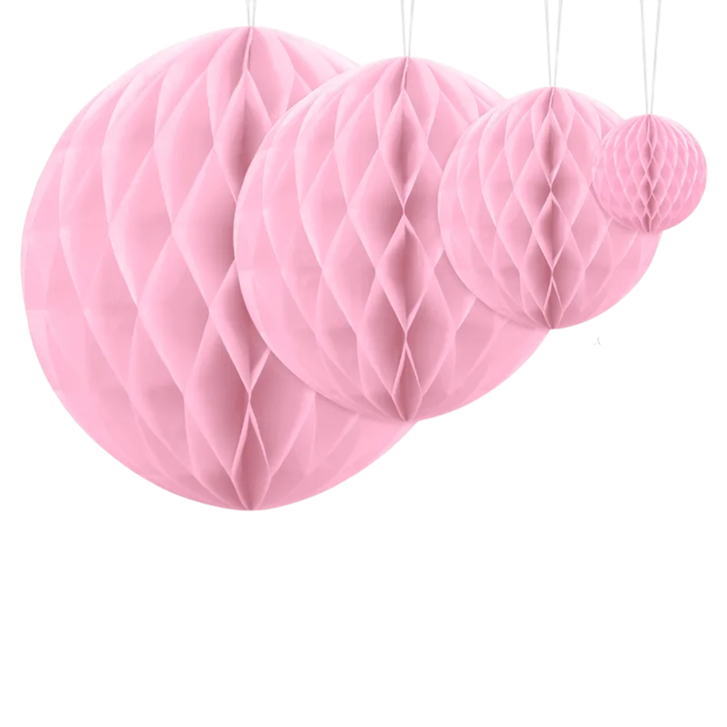 Boule Nid d'Abeille Alvéolée Rose Clair 20 cm – Décoration Papier de Soie