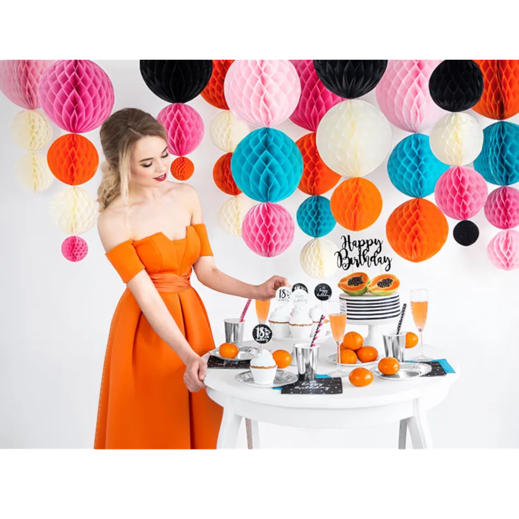 Boule Nid d'Abeille Alvéolée Rose Clair 20 cm – Décoration Papier de Soie