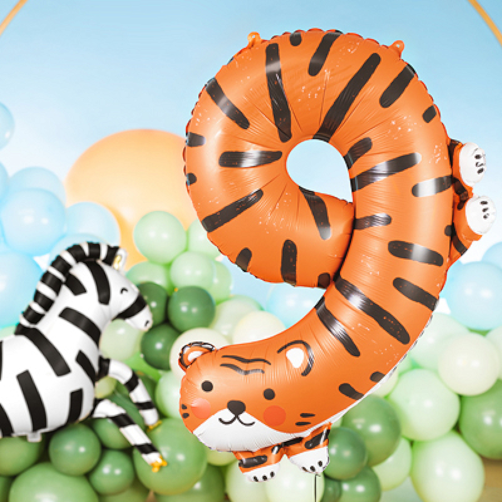 Ballon Mylar Chiffre 9 Tigre 76 cm – Ballon Aluminium Anniversaire