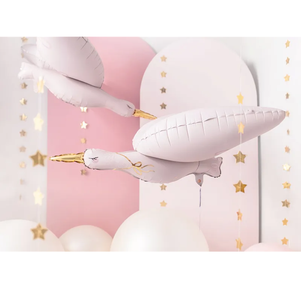 Ballon Aluminium Cigogne Rose 100 cm – Ballon Baby Shower et Naissance