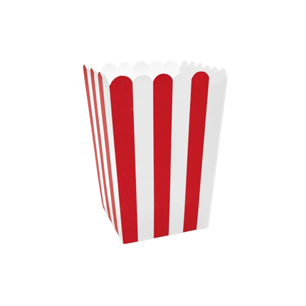 6 Boîtes à Pop-Corn Rayées Rouge et Blanc – Pots Carton 12,5 cm