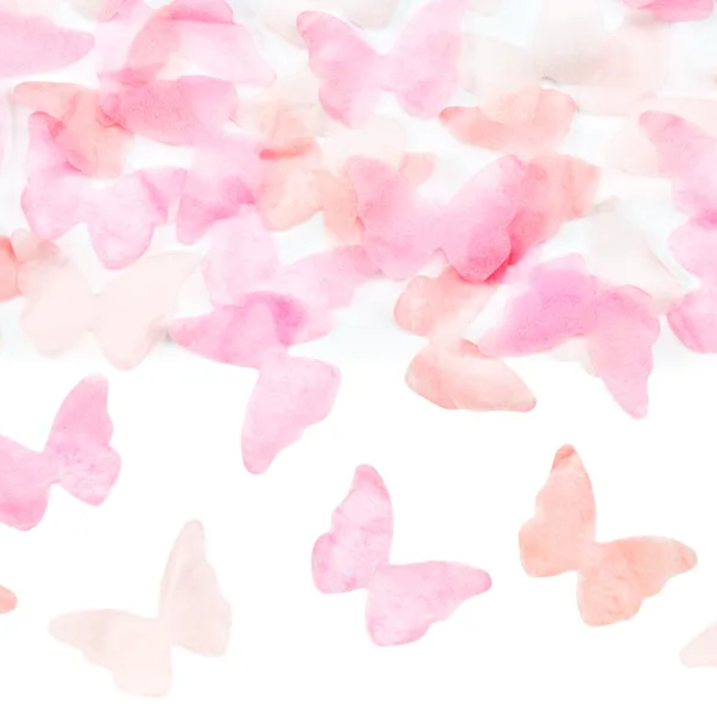 Canon à Confettis Papillons Roses 20 cm – Baby Shower Fille
